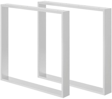 Furniture Legs Europe Stalen U tafelpoot wit 80 bij 8 cm en hoogte 72 cm (2 x 8 cm) - 2 stuks