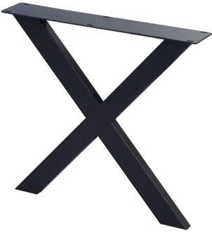 Furniture Legs Europe Stalen X tafelpoot 75 bij 4 cm en hoogte 72 cm zwart (8 x 4 cm) - Set van 2
