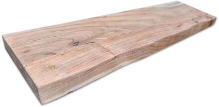 Furniture Legs Europe Wandplank acacia 120 bij 30 cm van 4 cm dik massief acacia hardhout met boomstamrand Houtskleur