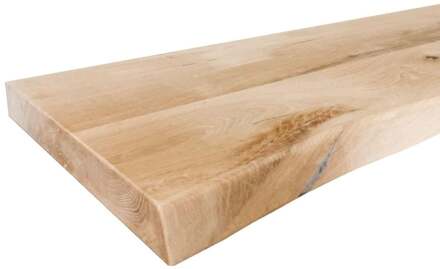 Furniture Legs Europe Wandplank eiken boomstam 80 bij 30 cm van 4 cm dik massief hout met voorkant boomstam rand Houtskleur