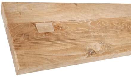 Furniture Legs Europe Wandplank elmwood 100 bij 24,5 cm van 4 cm dik massief iepenhout met rechte randen Houtskleur