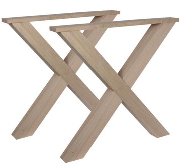 Furniture Legs Europe X-poot x vorm 78 bij 8 cm en hoogte 72 cm van hout, 8 x 8 cm - 2 stuks Houtskleur