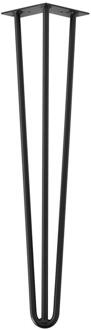 Furniture Legs Europe Zwarte massieve 3-punt hairpin tafelpoot 55 cm