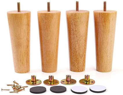 Furniture Legs Solid Wood Sofa Replacement Leg for Coffee Table Cabinet M8 with Iron Plate Sofa Table Cupboard Feet Set of 4