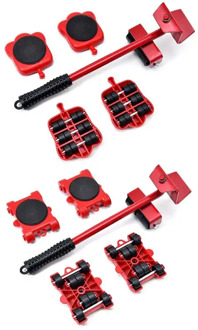 Furniture Mover Tool Transport Lifter Heavy Stuffs Moving Wheeled Roller Bar Set