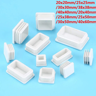 Furniture Pads Cups Plugs White Plastic Stainless Steel Inside Square Tube Table Chair Carbinet Feet Leg Cover 10pcs