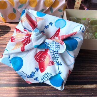 Furoshiki Geschenkdoos Wikkelen Doek Katoenen Zakdoek Milieuvriendelijke licht blauw