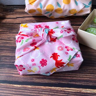Furoshiki Geschenkdoos Wikkelen Doek Katoenen Zakdoek Milieuvriendelijke roze