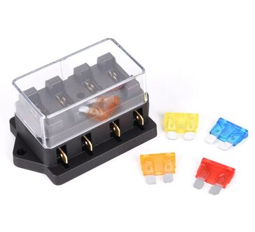 Fuse Box Block Holder Auto 12V/24V 4 Manier 4 Circuit Standaard Blade
