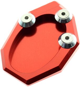 FX CNC Motorfiets Kickstand Footside Side Stand Extension Englarger Plaat Pad Voor Kawasaki KLX250 VERSYS 650 rood