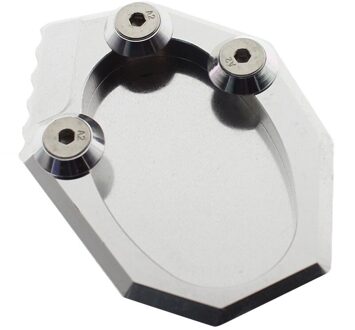 FX CNC Motorfiets Kickstand Footside Side Stand Extension Englarger Plaat Pad Voor Kawasaki KLX250 VERSYS 650 zilver
