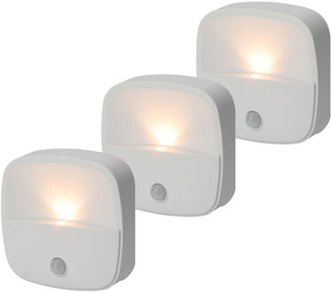 FX Light LED lampje met bewegingssensor - 3x - draadloos - zelfklevend - warm wit - 7 x 7 x 2 cm