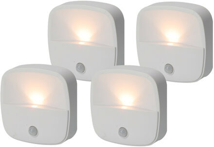 FX Light LED lampje met bewegingssensor - 4x - draadloos - zelfklevend - warm wit - 7 x 7 x 2 cm