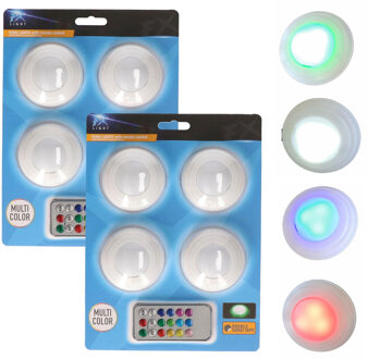 FX Light LED Nachtlampjes set van 8x - draadloos - multi kleuren - kinderkamer - incl. afstandsbediening