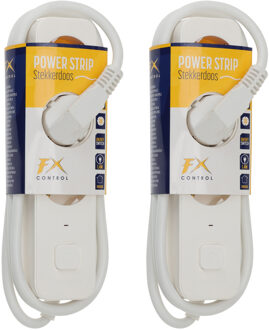 FX Light Stekkerdoos 3-voudig - 2 stuks - wit - 140 cm snoer