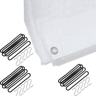 FX Tools Afdekzeil / dekzeil wit 3 x 4 meter met 15x spanrubbers en S-haken - Afdekzeilen