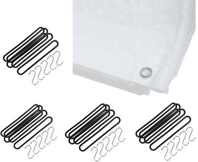 FX Tools Afdekzeil / dekzeil wit 4 x 6 meter met 20x spanrubbers en S-haken - Afdekzeilen