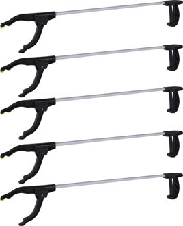 FX Tools Afvalgrijper/grijptang - 10x - grijs - 76 cm - aluminium/kunststof - grip kaak