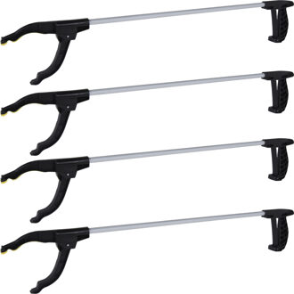FX Tools Afvalgrijper/grijptang - 4x - grijs - 76 cm - aluminium/kunststof - grip kaak