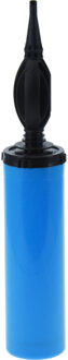 FX Tools Ballonnen opblaaspomp met opzetstuk - kunststof - 28 cm - blauw - opblazen - hulpmiddelen