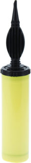 FX Tools Ballonnen opblaaspomp met opzetstuk - kunststof - 28 cm - geel - opblazen - hulpmiddelen