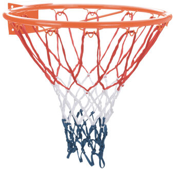 FX Tools Basketbal ring met net - muurophanging - Dia 46 cm - buiten sporten - metaal/touw - Speelgoed basketbalring Oranje