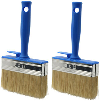 FX Tools Blokkwast van 12 x 3 cm - 2x - schilderen - verfspullen - dikke kwasten - kunststof