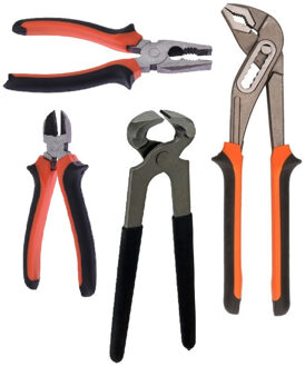 FX Tools gereedschap tangen set - 4x stuks - metaal/kunststof