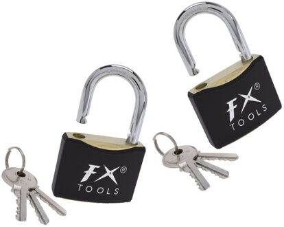 FX Tools Hangslot met sleutel - 2x - 40 mm beugel - 3 sleutels -?13.5 x 9 x 2 cm