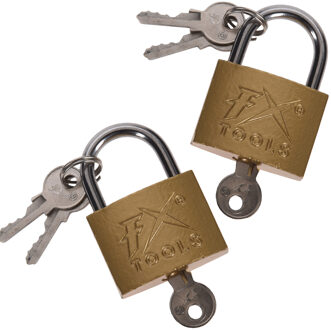 FX Tools Hangslot met sleutel - 2x - 40 mm beugel - 3 sleutels -?15 x 10 x 1.5 cm