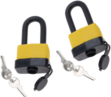 FX Tools Hangslot met sleutel - 2x - waterbestendig - 50 mm beugel - 2 sleutels -?11.5 x 6 x 3 cm