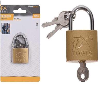 FX Tools Hangslot metaal 4cm met 3 sleutels goud