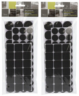 FX Tools Meubelviltjes/antislip beschermers - zwart - 144x - kunststof - 3 formaten mix 20/25/28 mm