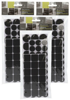 FX Tools Meubelviltjes/antislip beschermers - zwart - 216x - kunststof - 3 formaten mix 20/25/28 mm