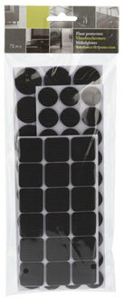 FX Tools Meubelviltjes/antislip beschermers - zwart - 72x - kunststof - 3 formaten mix 20/25/28 mm