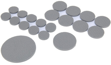 FX Tools Meubelviltjes/antislip onderleggers - grijs - 50x - kunststof - rond - 3 formaten mix