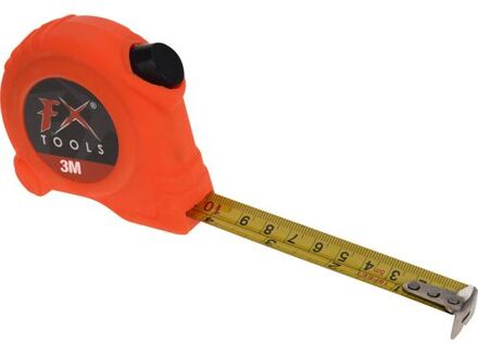 FX Tools Rolmaat/meetlint oranje 3 meter - 300cm - 23 mm - Meetgereedschap - Klusbenodigdheden