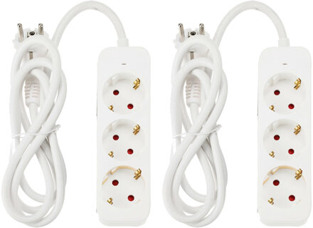 FX Tools Stekkerdoos 3- 2x -voudig - met randaarde - wit - snoer van 140 cm