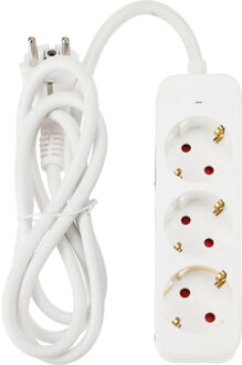 FX Tools Stekkerdoos 3-voudig - met randaarde - wit - snoer van 140 cm