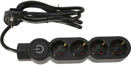 FX Tools Stekkerdoos 4-voudig - met randaarde en schakelaar - zwart - snoer van 140 cm