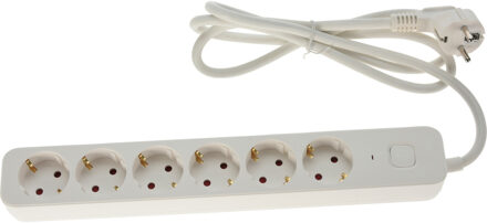 FX Tools Stekkerdoos 6-voudig - met randaarde en schakelaar - wit - snoer van 140 cm