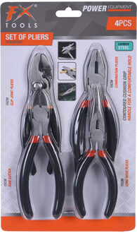 FX Tools Tangenset - 4-delig - 15 cm - kniptang/schuiftang/combitang/punttang - gereedschapset
