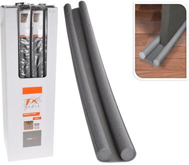 FX Tools Tochtstrip - tochtwering - grijs - foam - 93 x 3 cm - deur tochtstopper - Tochtstrippen