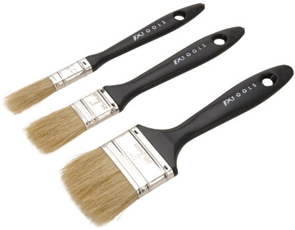 FX Tools Verfkwasten set 3x stuks - plat met echt haar - breedtes 12/25/50 mm - schilderen