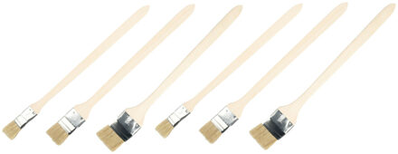 FX Tools Verfkwasten set - 6 delig - platte lange steel kwasten - B25/37/50 mm - Steel 41 cm