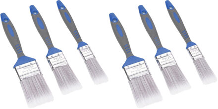 FX Tools Verfkwasten set 6x stuks - plat - kunststof handvat - 25/38/50 mm breed - schilderen