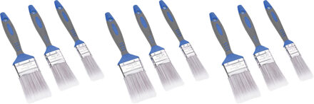 FX Tools Verfkwasten set 9x stuks - plat - kunststof handvat - 25/38/50 mm breed - schilderen