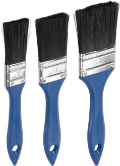 FX Tools Verfkwasten set plat - set van 3x stuks - 25/38/50 mm waterbasis en oliebasis verf - Verfkwasten Blauw