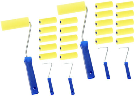 FX Tools Verfrollers set 24 delig - 4 houders/20 rollen van 10 cm - Voordeelrollers