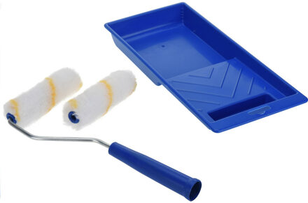 FX Tools Verfrollers set 4 delig - 1 houders/2 rollen van 10 cm/lekbak - Schilderen - voordelig